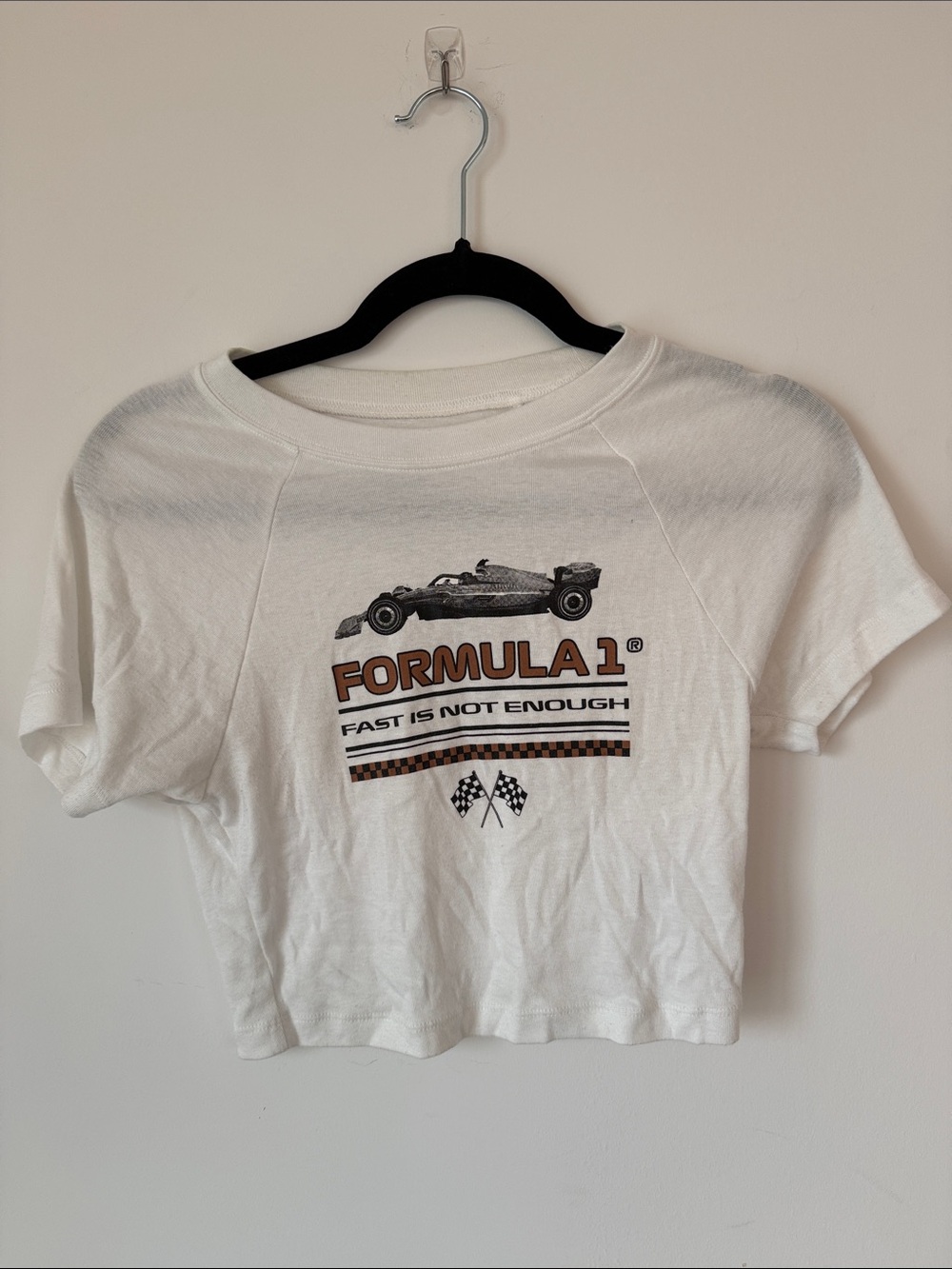 PacSun White Formula 1 Graphic Crop Top